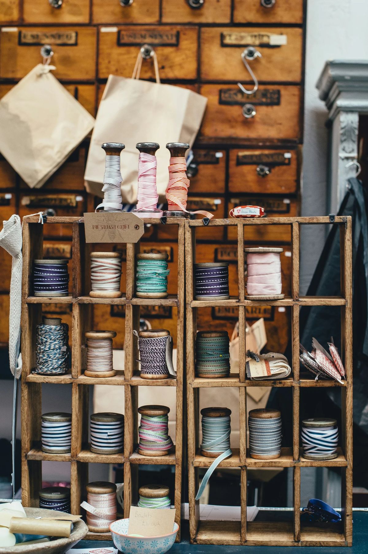 Craft supplies on a worktable